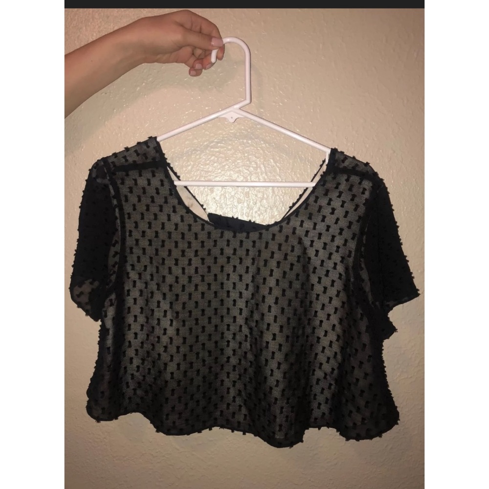 WILDFOX Black Textured Blouse w/ Open Back W/TAGS